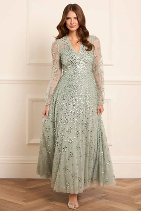 Festival Mood Urban Chic Leila Dot V-Neck Ankle Gown
