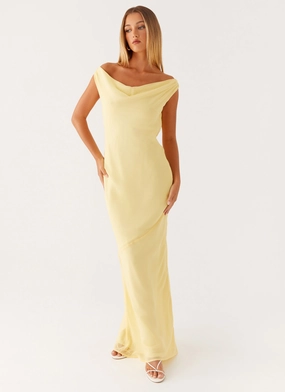 Brittany Chiffon Maxi Dress - Pastel Yellow windproof