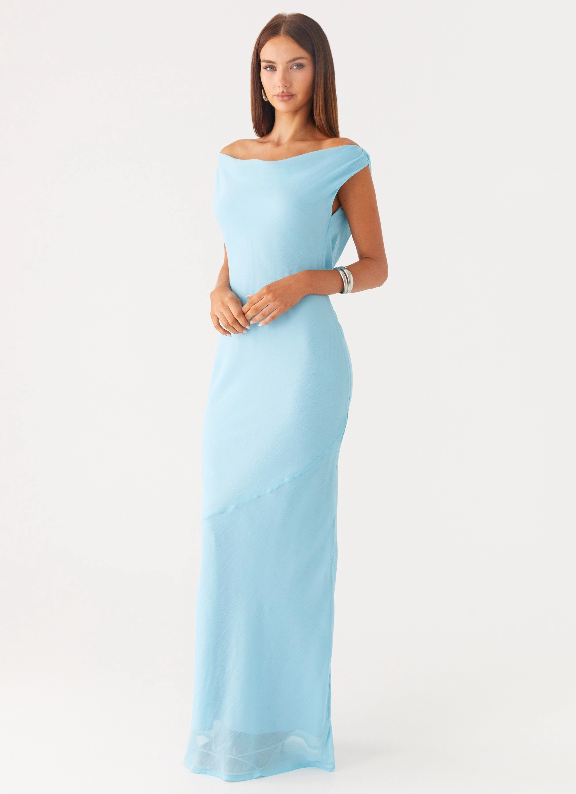 Brittany Chiffon Maxi Dress - Turquoise Modern Appearance Layered Fit