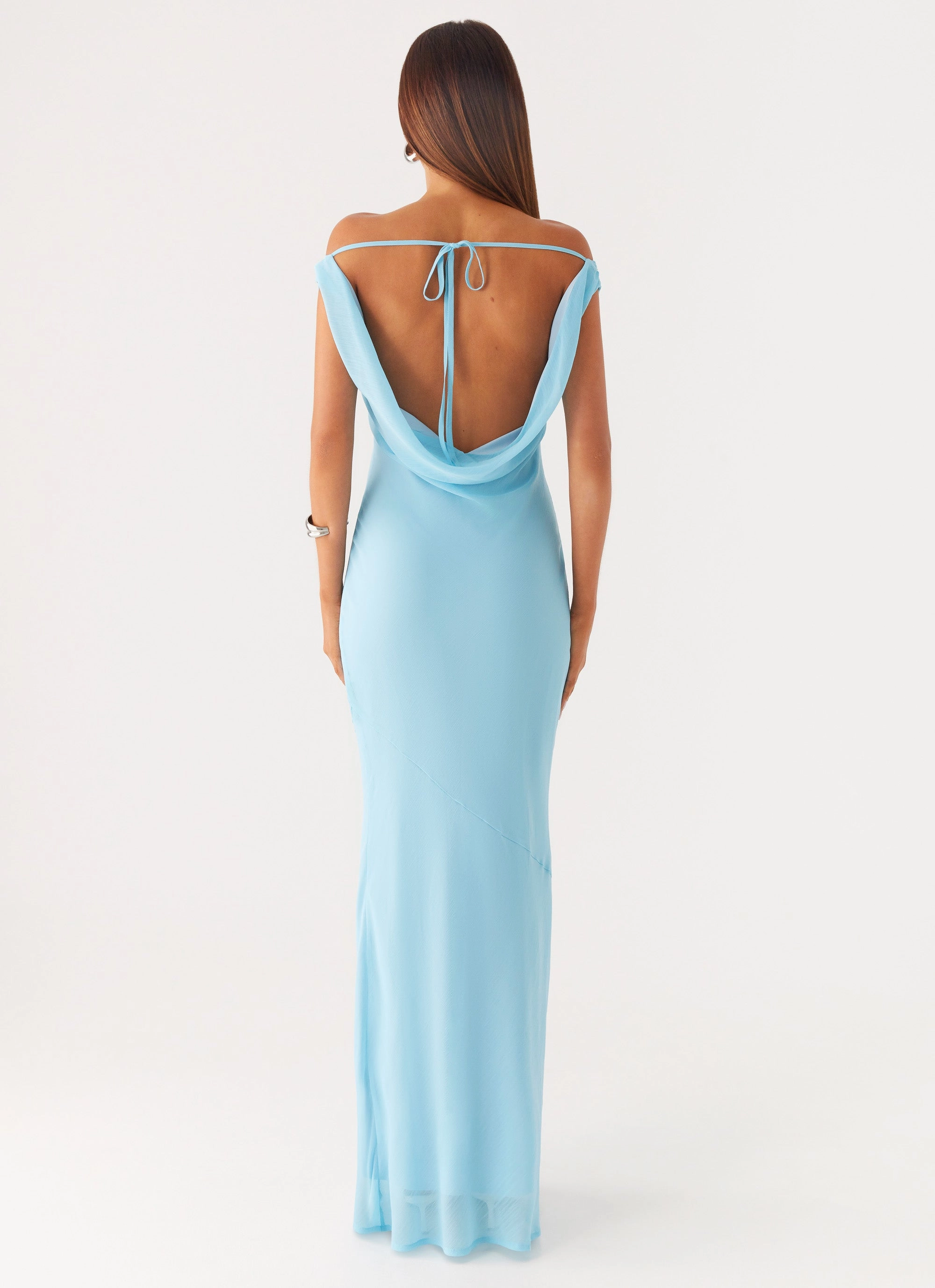 Brittany Chiffon Maxi Dress - Turquoise Pose Sweet Sleeveless Cut