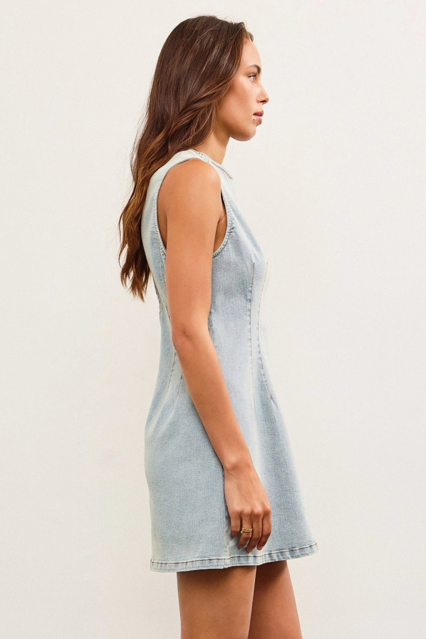 Breathable fabric BROOKE DENIM MINI DRESS