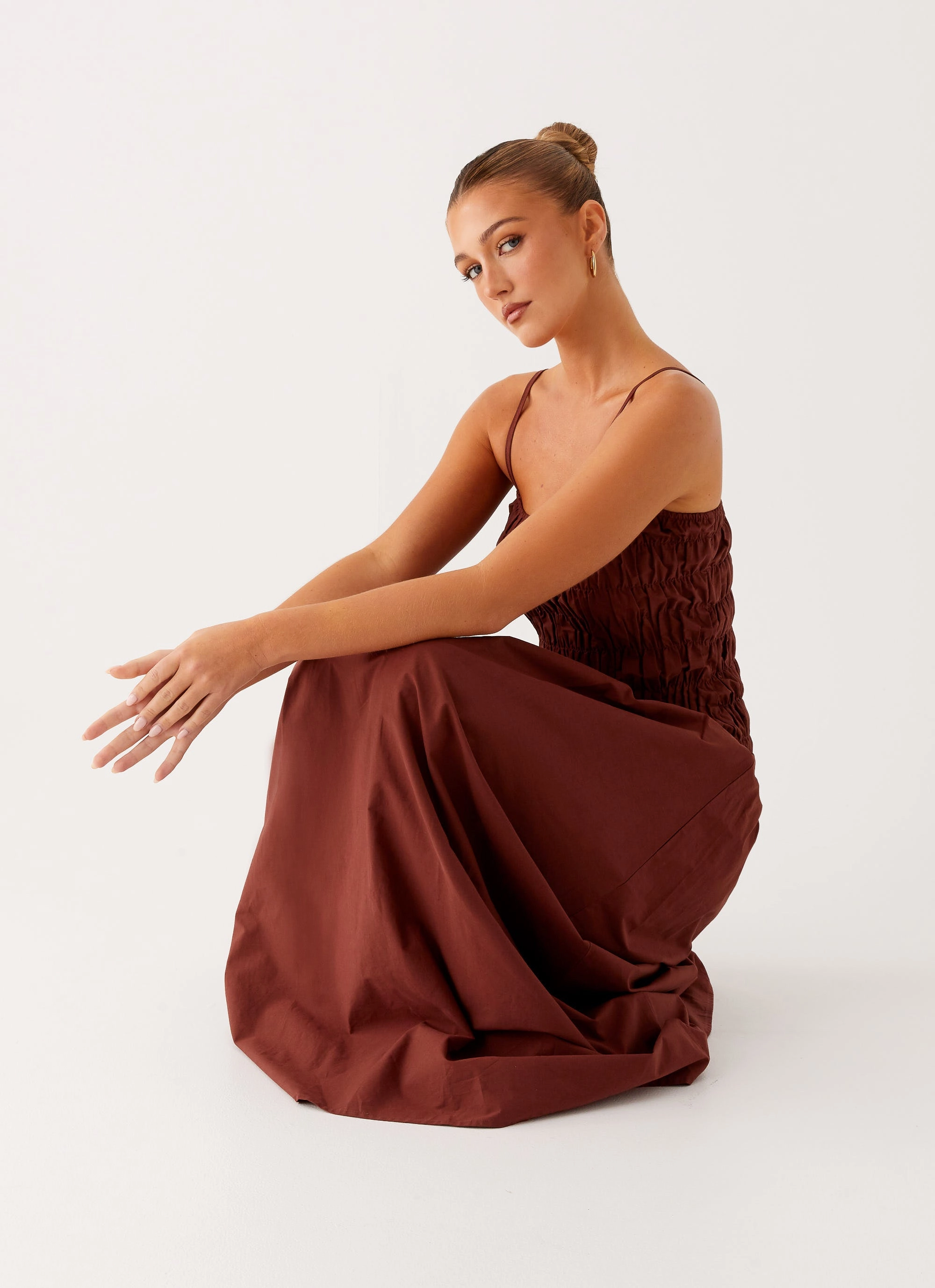 Stream Cut Sweetheart-Neck Brooke Maxi Dress - Chocolate