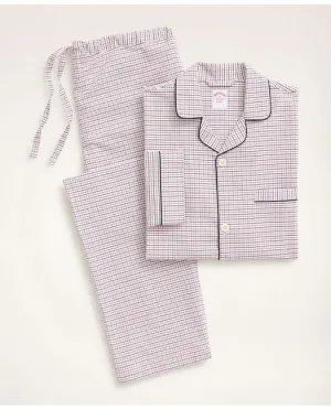 Brooks Brothers Men's Oxford Cotton Tattersall Pajamas Red