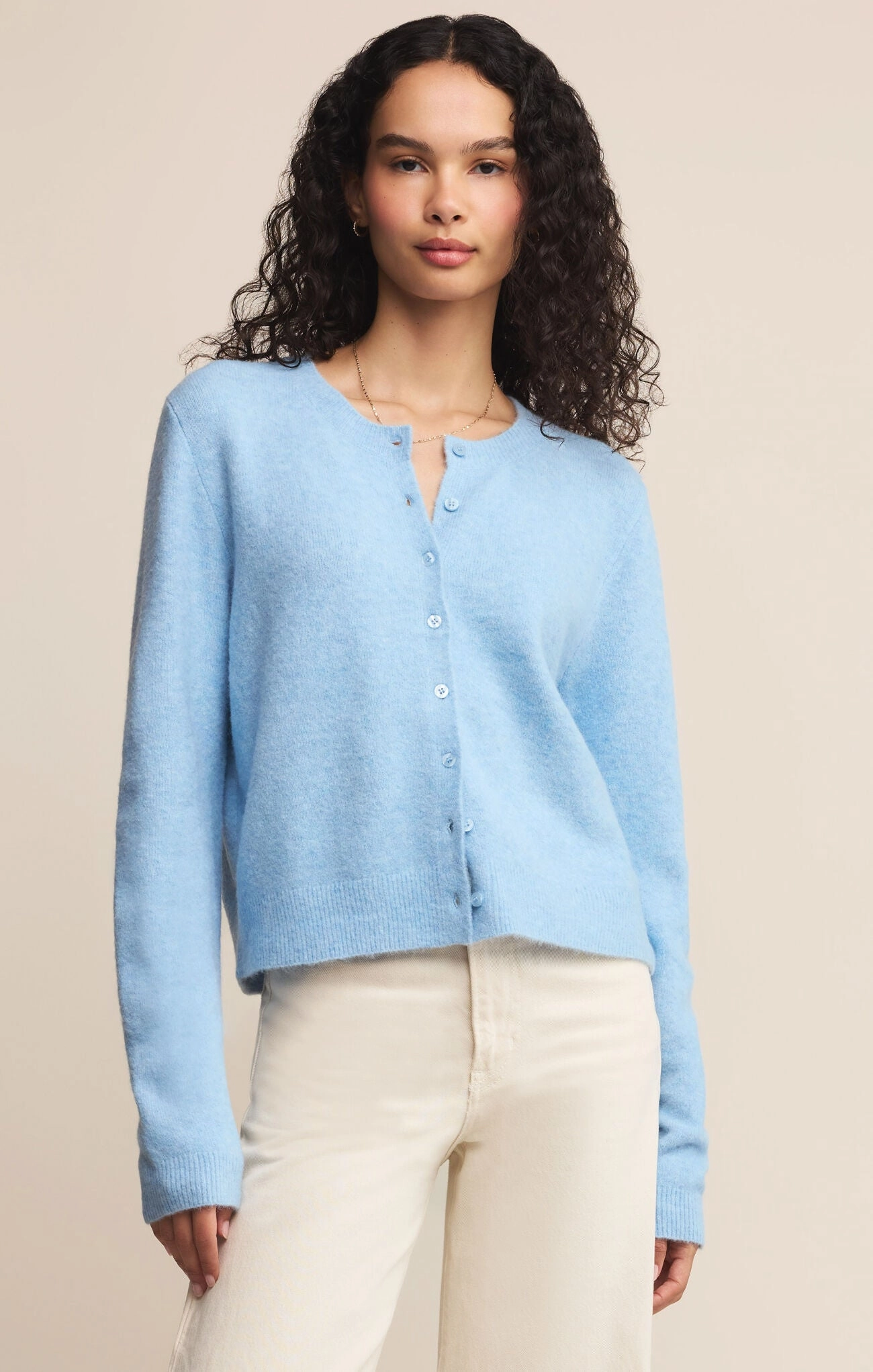 Z Supply Medina Cardigan in Serene Blue Contrast Stitching