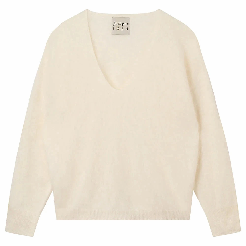 QuickDrying Brushed Boxy Vee Ecru