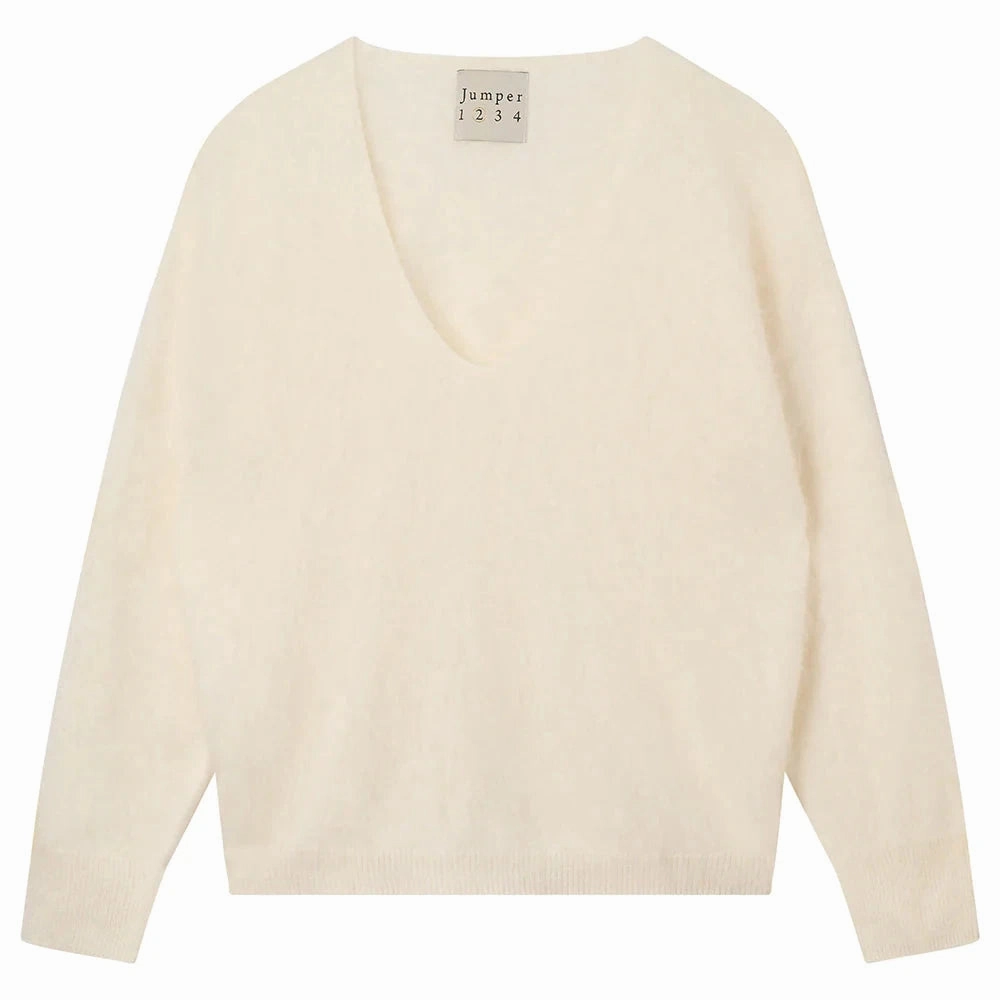 Brushed Boxy Vee Ecru AntiStaticFabric