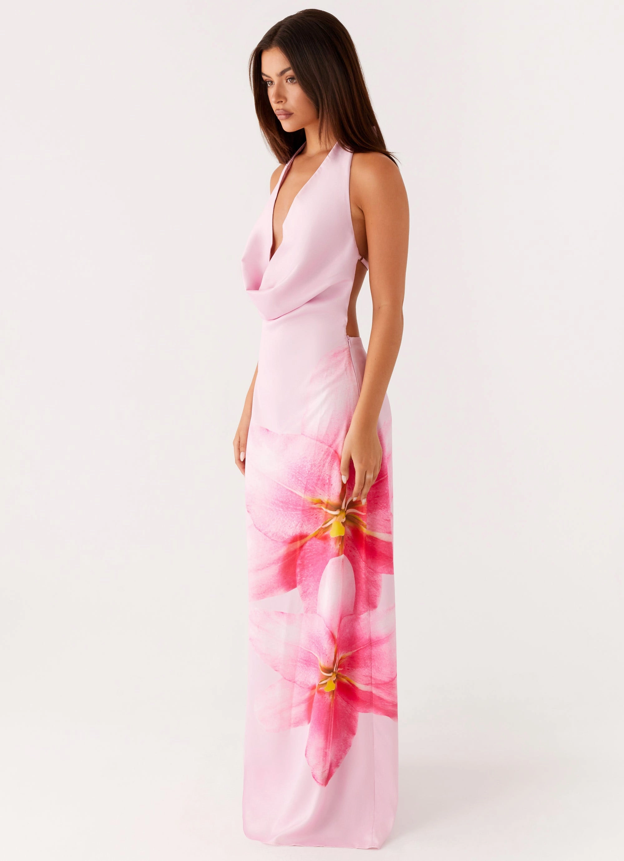 Bryony Cowl Maxi Dress - Pink Comfort Layer Wear