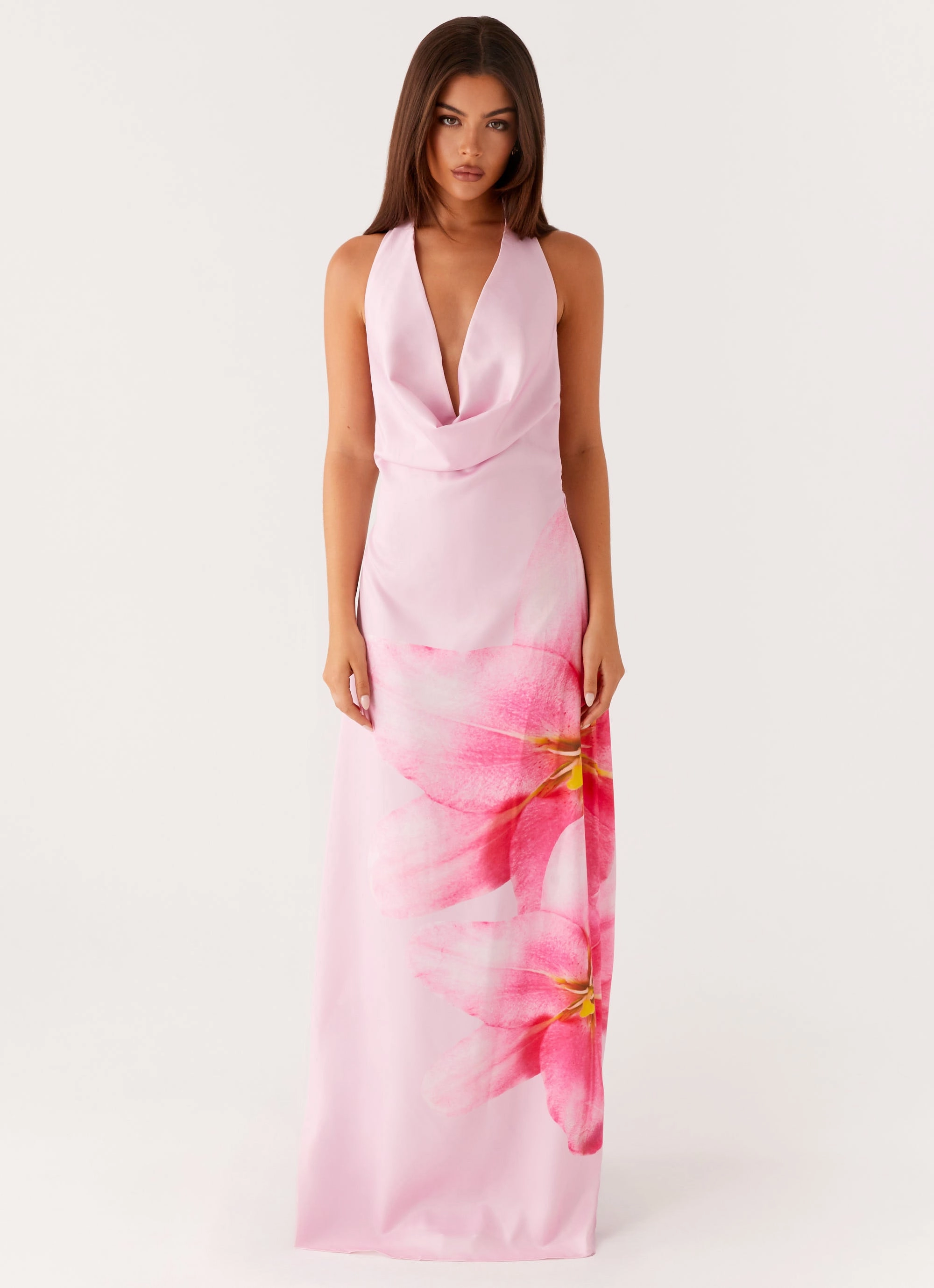 Bryony Cowl Maxi Dress - Pink Easy Tones Cozy Tones