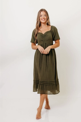 Stylish day dress Modern Lines Bronte Midi Dress in Calla Green