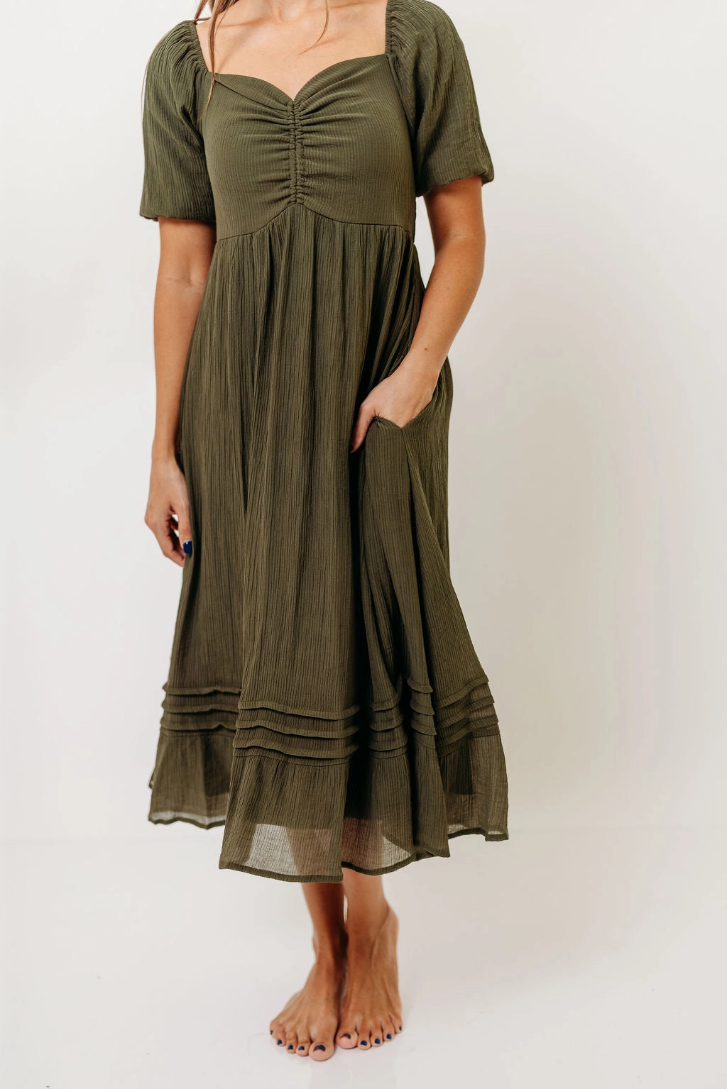 Bronte Midi Dress in Calla Green Vintage-Inspired