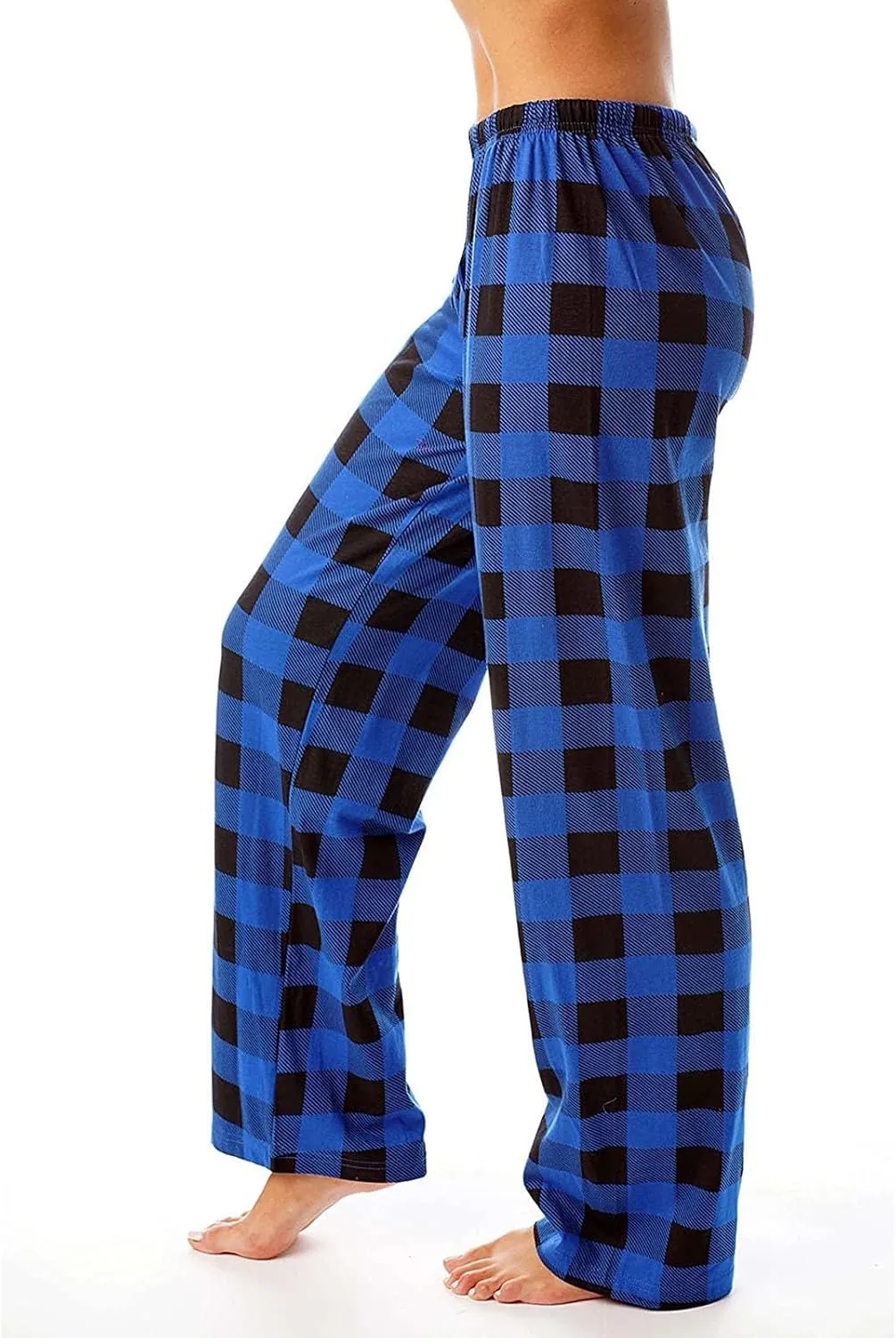 Buffalo Plaid Pajama Pants Women Comfy Soft Wide Leg Pj Pants Drawstring High Waist Baggy Cotton Wide Leg Pants