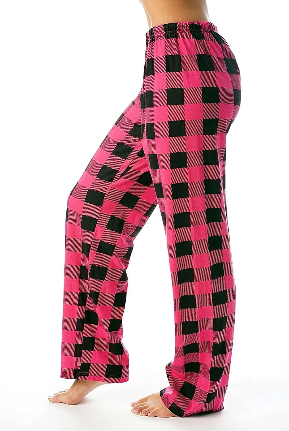 Buffalo Plaid Pajama Pants Women Comfy Soft Wide Leg Pj Pants Drawstring High Waist Baggy Cotton Wide Leg Pants