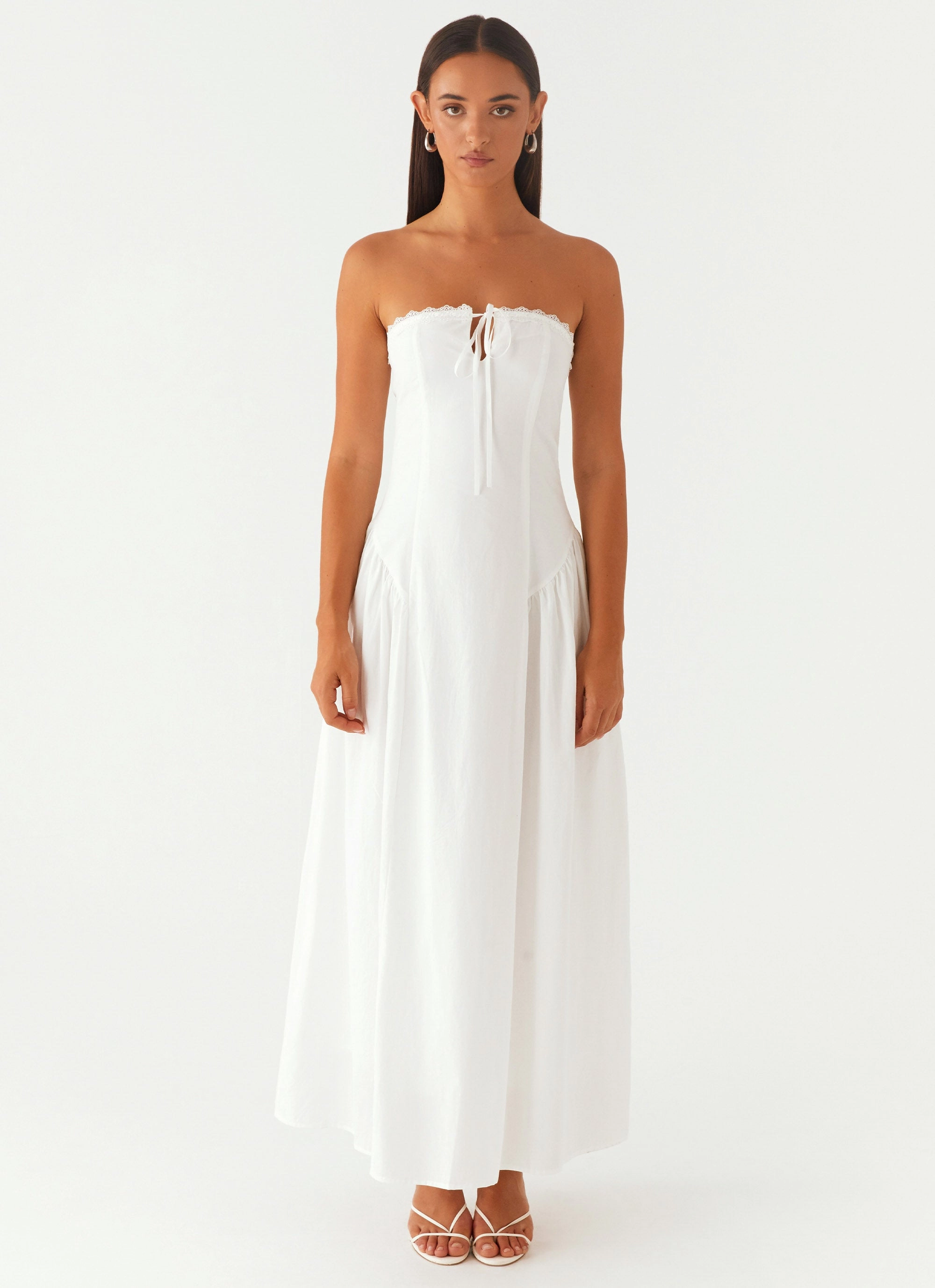 Burleigh Maxi Dress - Ivory Clean Fit Drape Wave