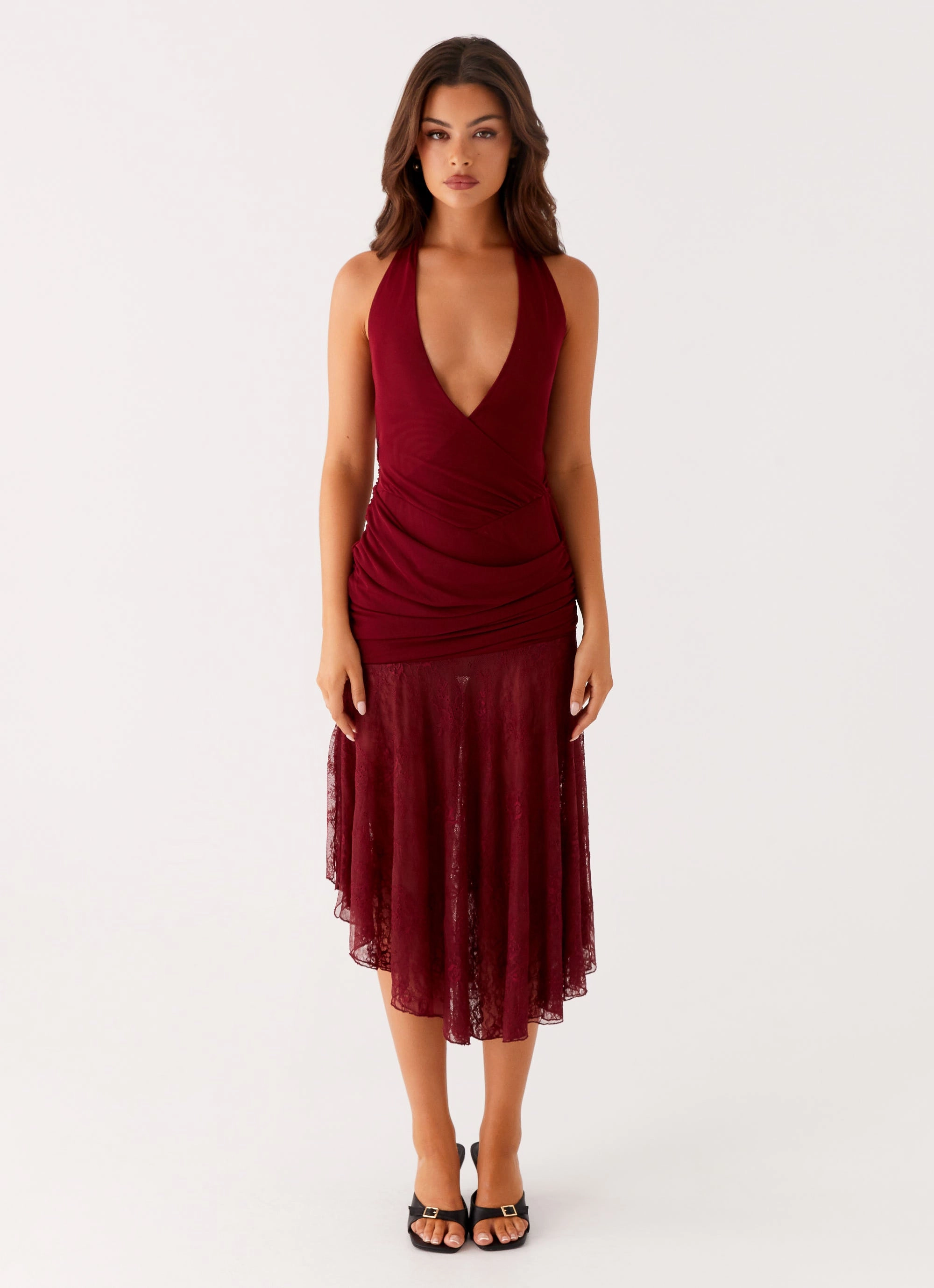 Burnout Midi Dress - Maroon Soft Shape Shade Soft