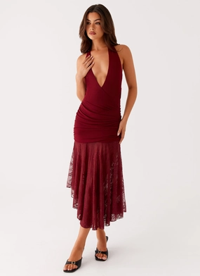 Clean Touch Burnout Midi Dress - Maroon