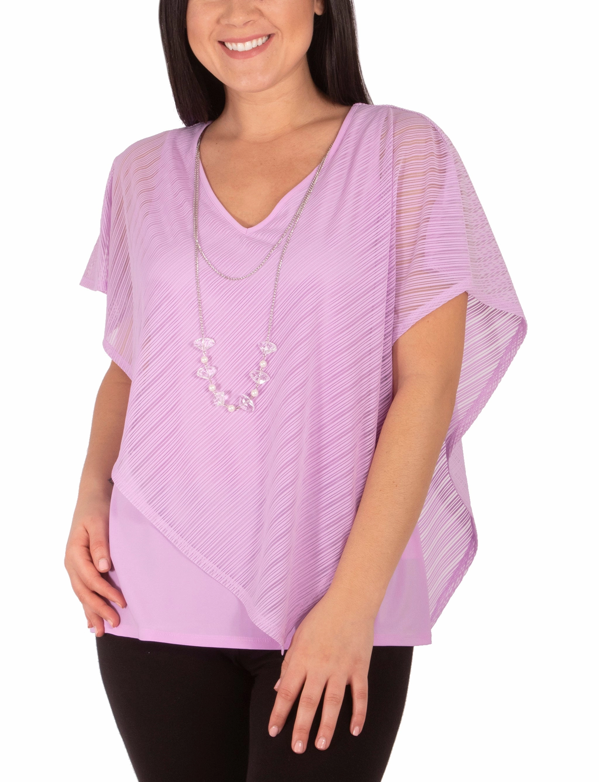 Moisture Control Technology AntiPilling Technology Burnout Poncho Top With Removable Necklace