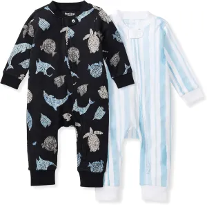 Burt's Bees Baby Boys Footless Pajamas, Sleep and Play Loose Fit, 100% Organic Cotton Soft One-piece PJs, Sizes NB to 6-9 Months