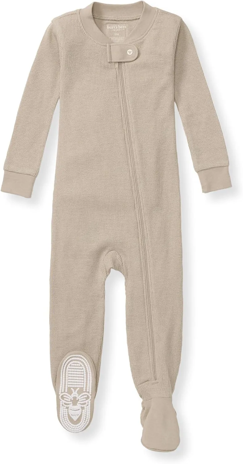 Burt's Bees Baby unisex-baby Honeysoft Sleeper Pajamas, Zip Front Non-Slip Footed Footie PJs, Organic Cotton & Lyocell