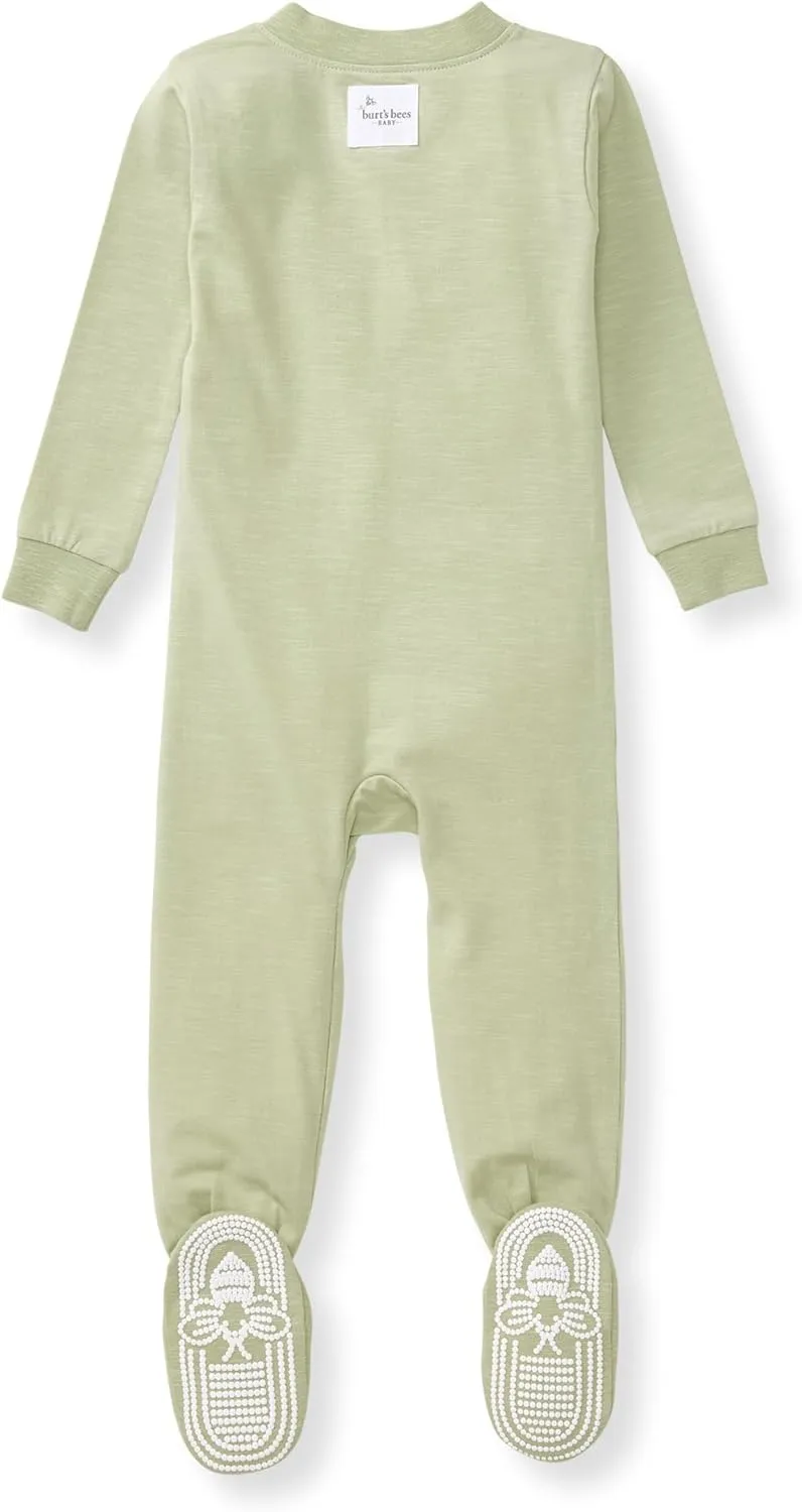 Burt's Bees Baby unisex-baby Honeysoft Sleeper Pajamas, Zip Front Non-Slip Footed Footie PJs, Organic Cotton & Lyocell