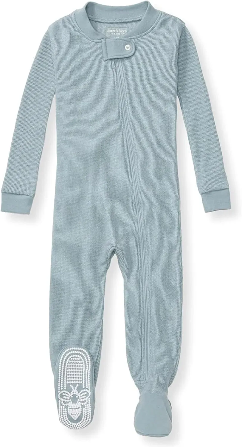 Burt's Bees Baby unisex-baby Honeysoft Sleeper Pajamas, Zip Front Non-Slip Footed Footie PJs, Organic Cotton & Lyocell