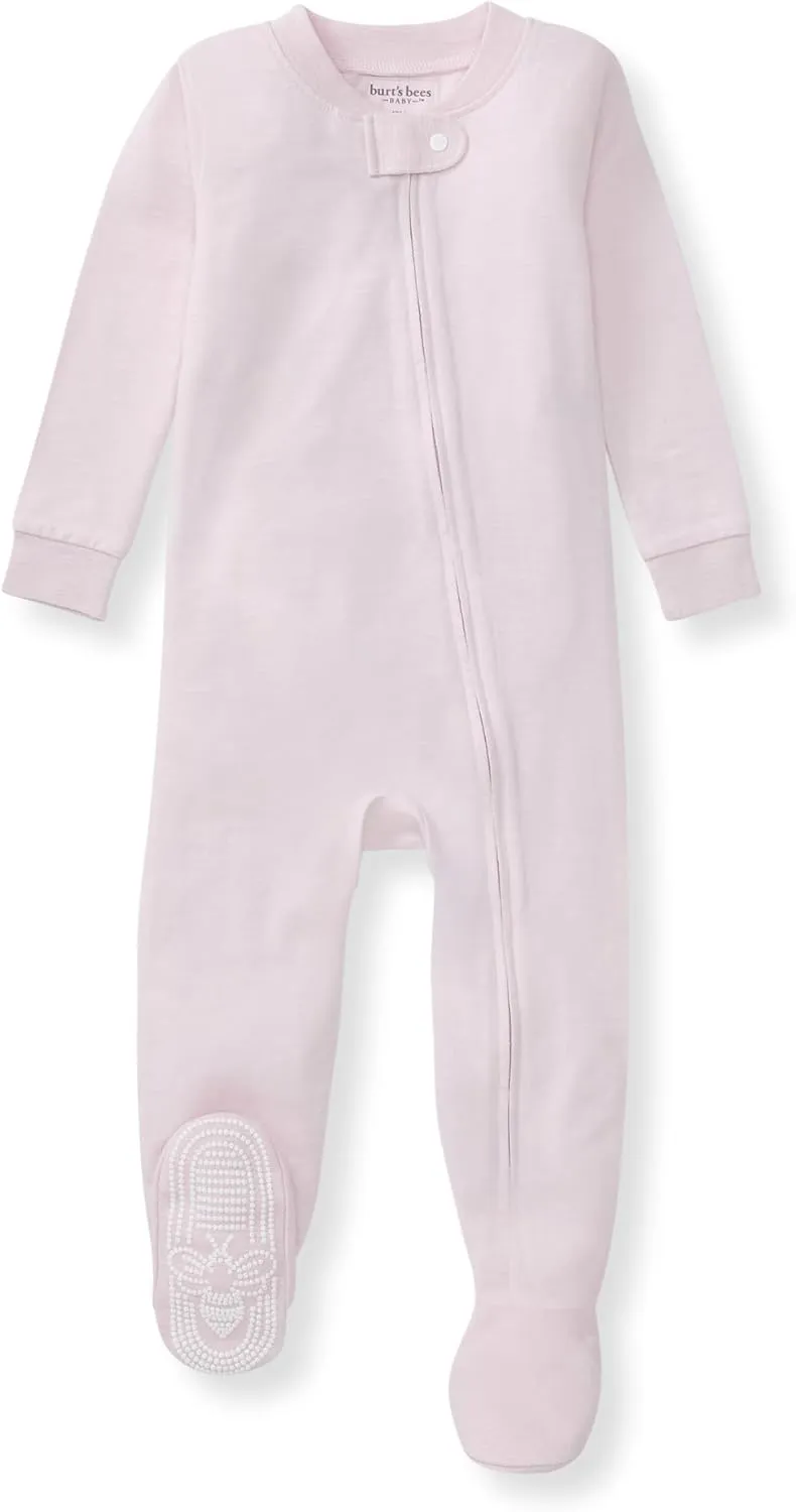 Burt's Bees Baby unisex-baby Honeysoft Sleeper Pajamas, Zip Front Non-Slip Footed Footie PJs, Organic Cotton & Lyocell