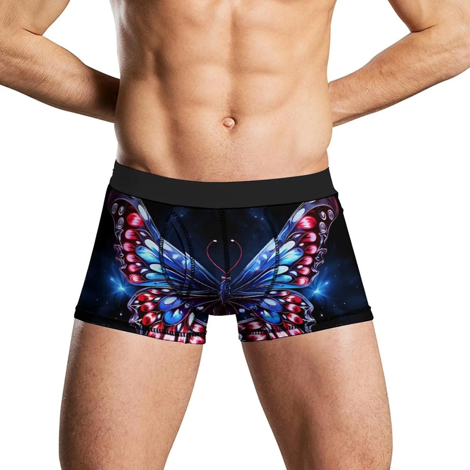 Butterfly Tattoo Pattern Mens Boxer Brief Funny Underwear Trunks Breathable Soft Printed Shorts