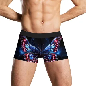 Butterfly Tattoo Pattern Mens Boxer Brief Funny Underwear Trunks Breathable Soft Printed Shorts