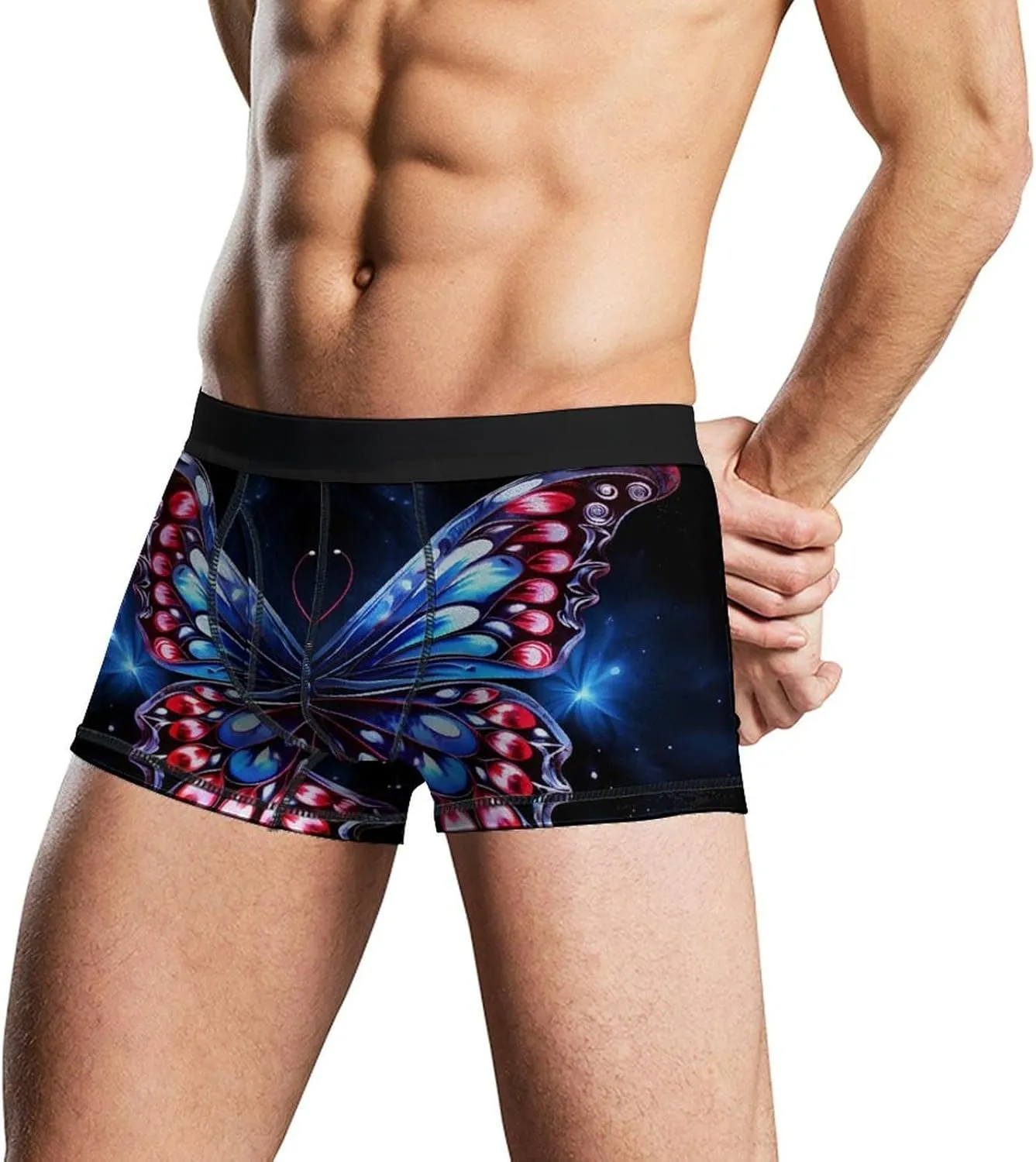 Butterfly Tattoo Pattern Mens Boxer Brief Funny Underwear Trunks Breathable Soft Printed Shorts