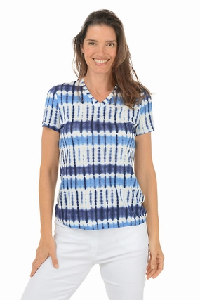 Tie Dye Linen-Blend Tee Flexible Material Double Stitched Seams