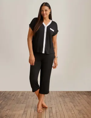 Button Front Capri Pajama Set