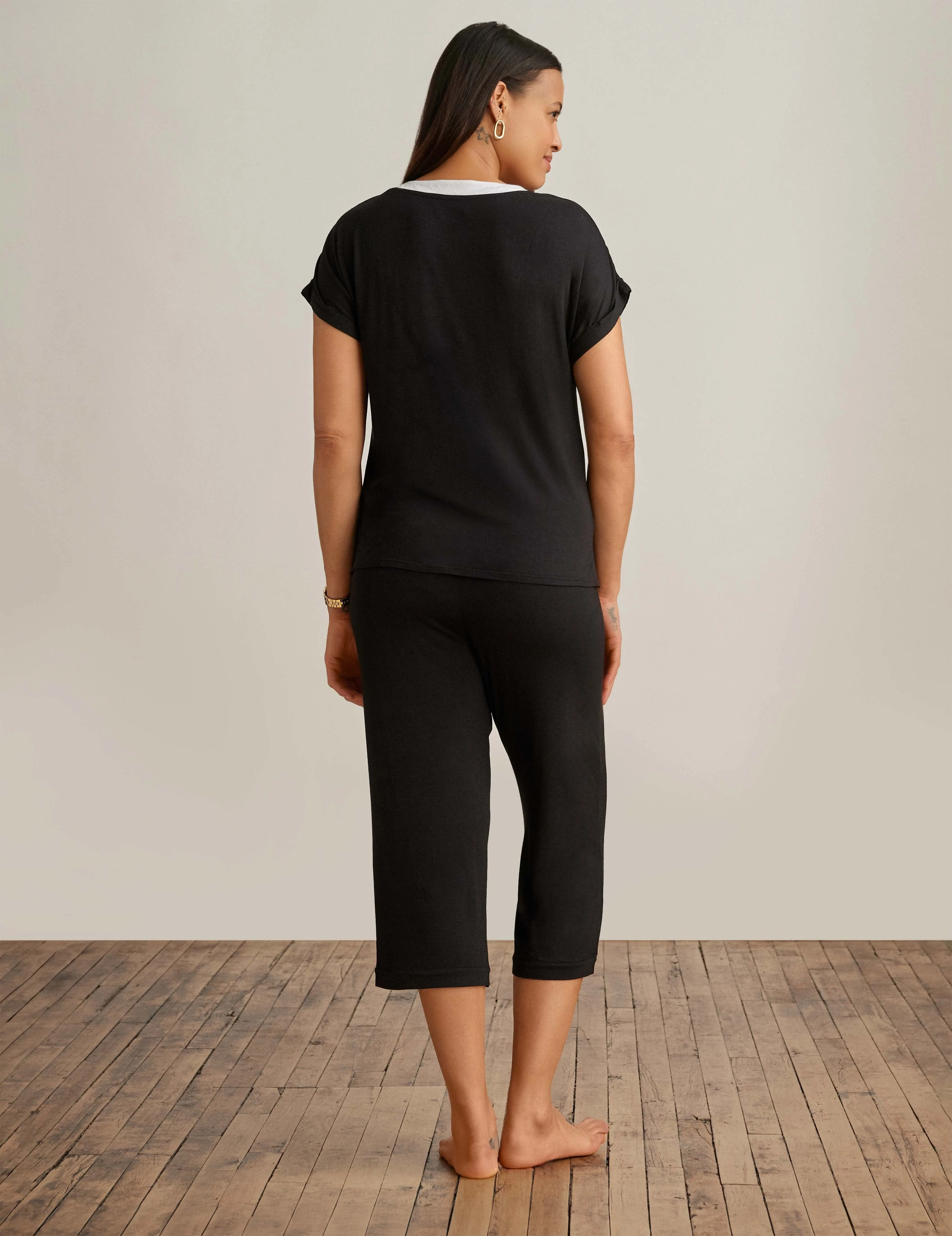 Button Front Capri Pajama Set
