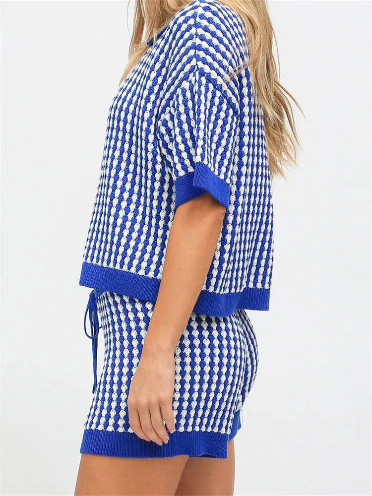 Button-Up Top & Shorts Knitted Loungewear