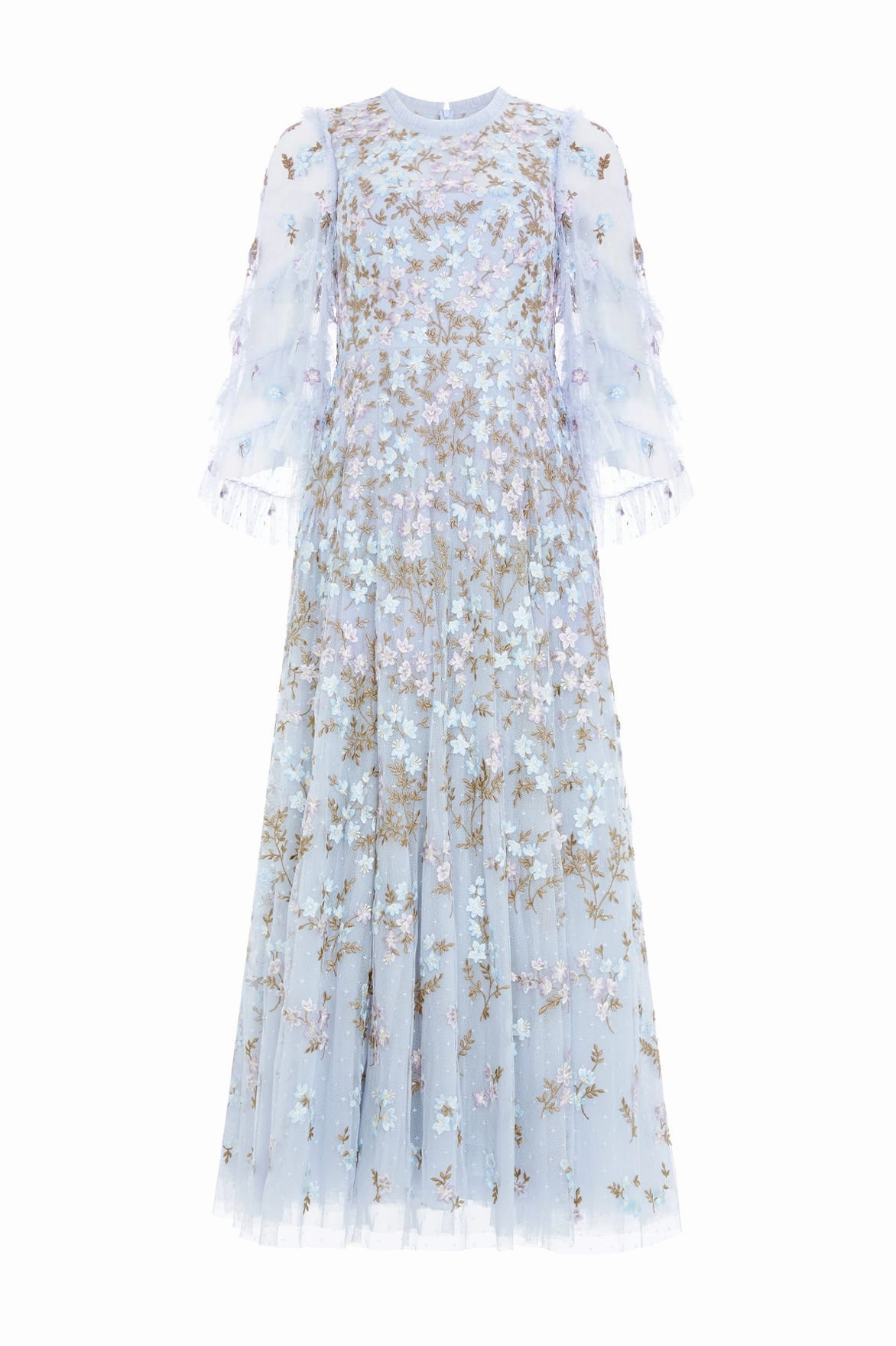Flattering Waist Design Knit Cool Everett Bloom Round Neck Ankle Gown