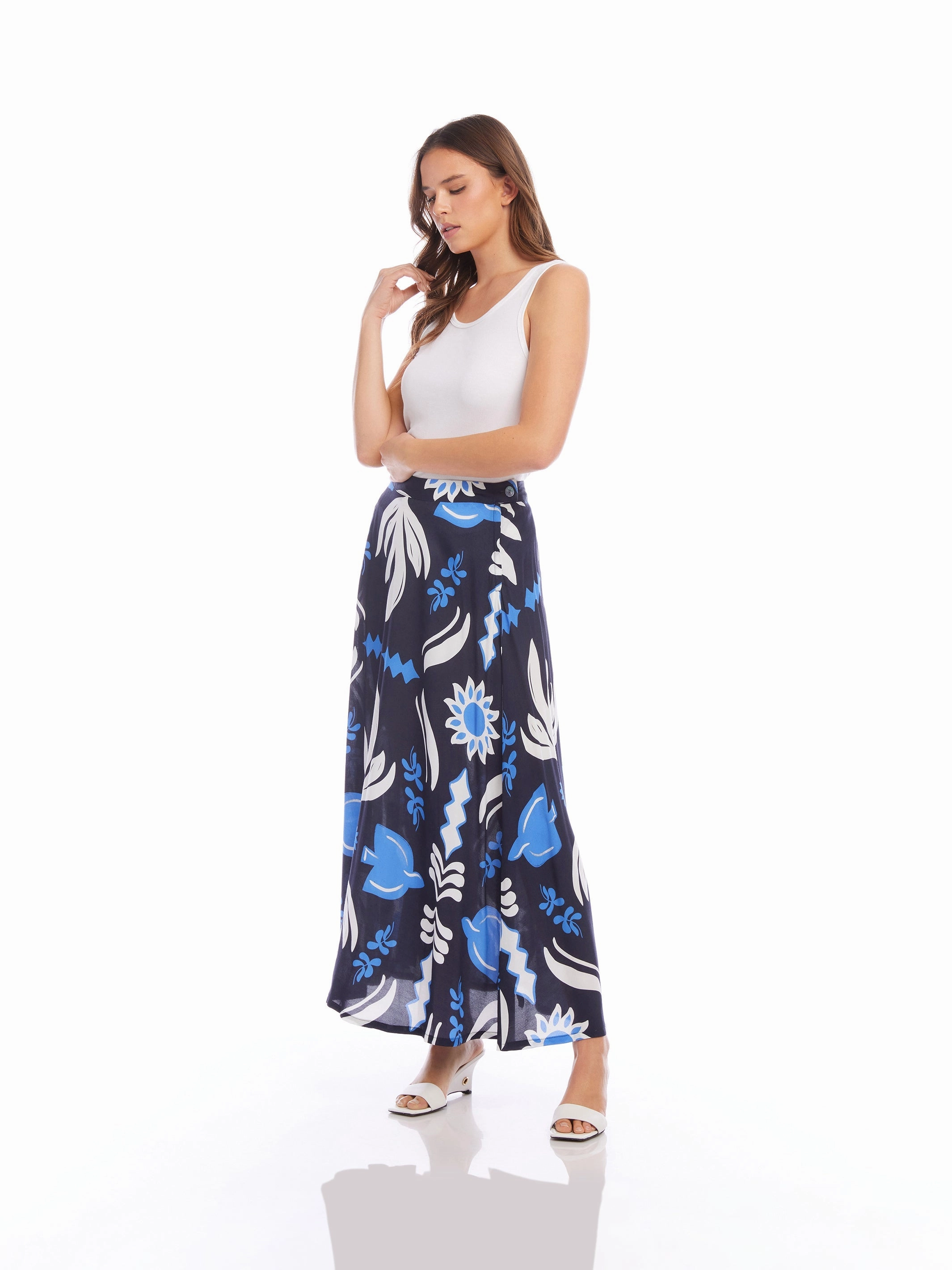 Lexi Skirt in Navy Print Limited Quantity Invisible Seams