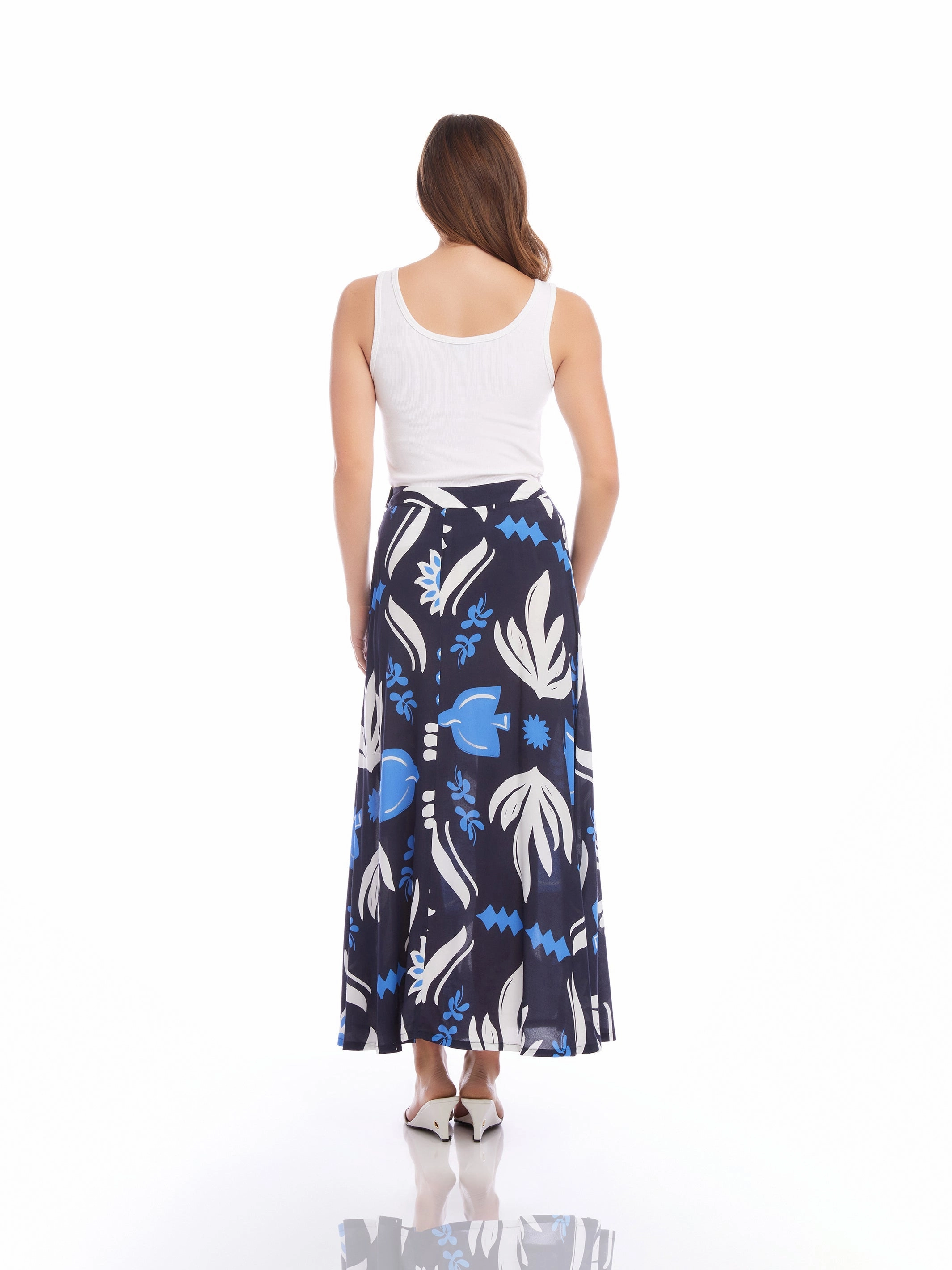 Soft Texture Lexi Skirt in Navy Print