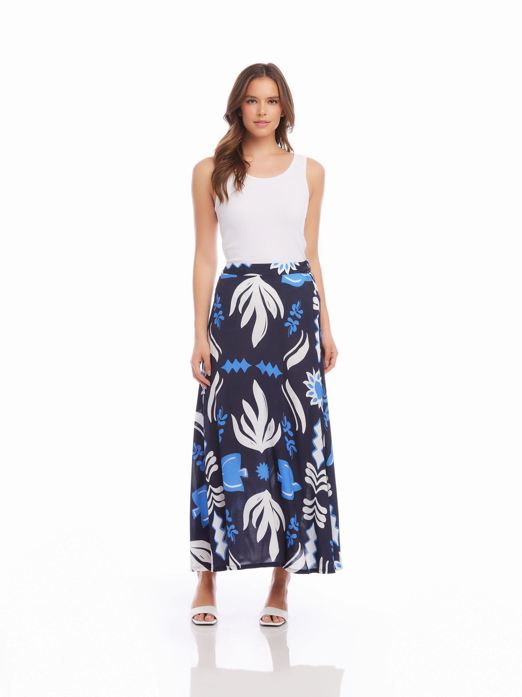 City Style Creative Fashion Lexi Skirt in Navy Print