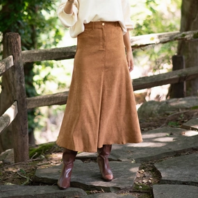 Suede Maxi Skirt | Camel Style Layering