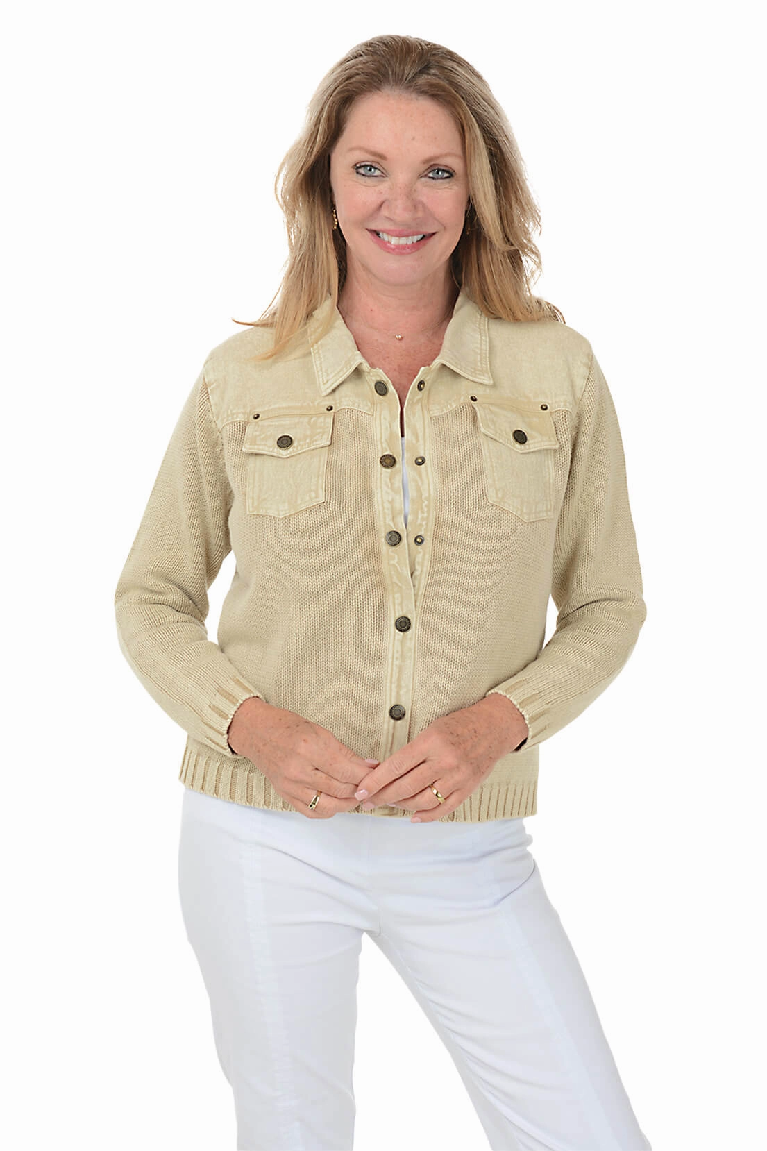 Stylish Jacket Button-Front Denim Sweater Jacket
