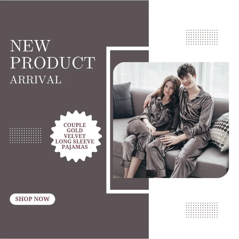 Buy Couple Gold Velvet Long Sleeve Pajamas (Luxury Comfort) - Fashionzapp