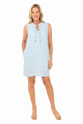 Long Lines Cabana Stripe Sleeveless Lace-Up Dress