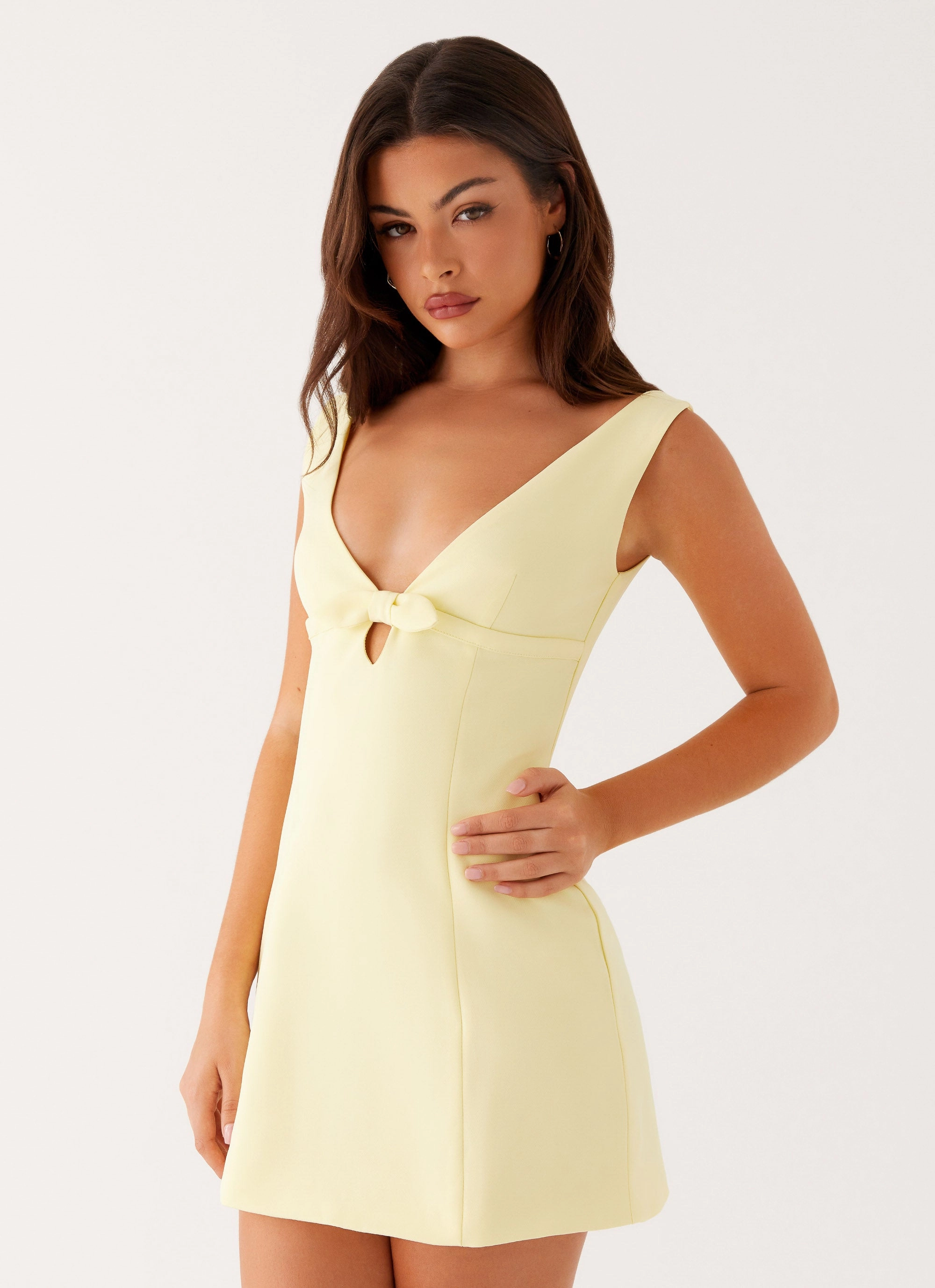 Everyday Comfort Wear Romantic Soft Caitlin Mini Dress - Yellow