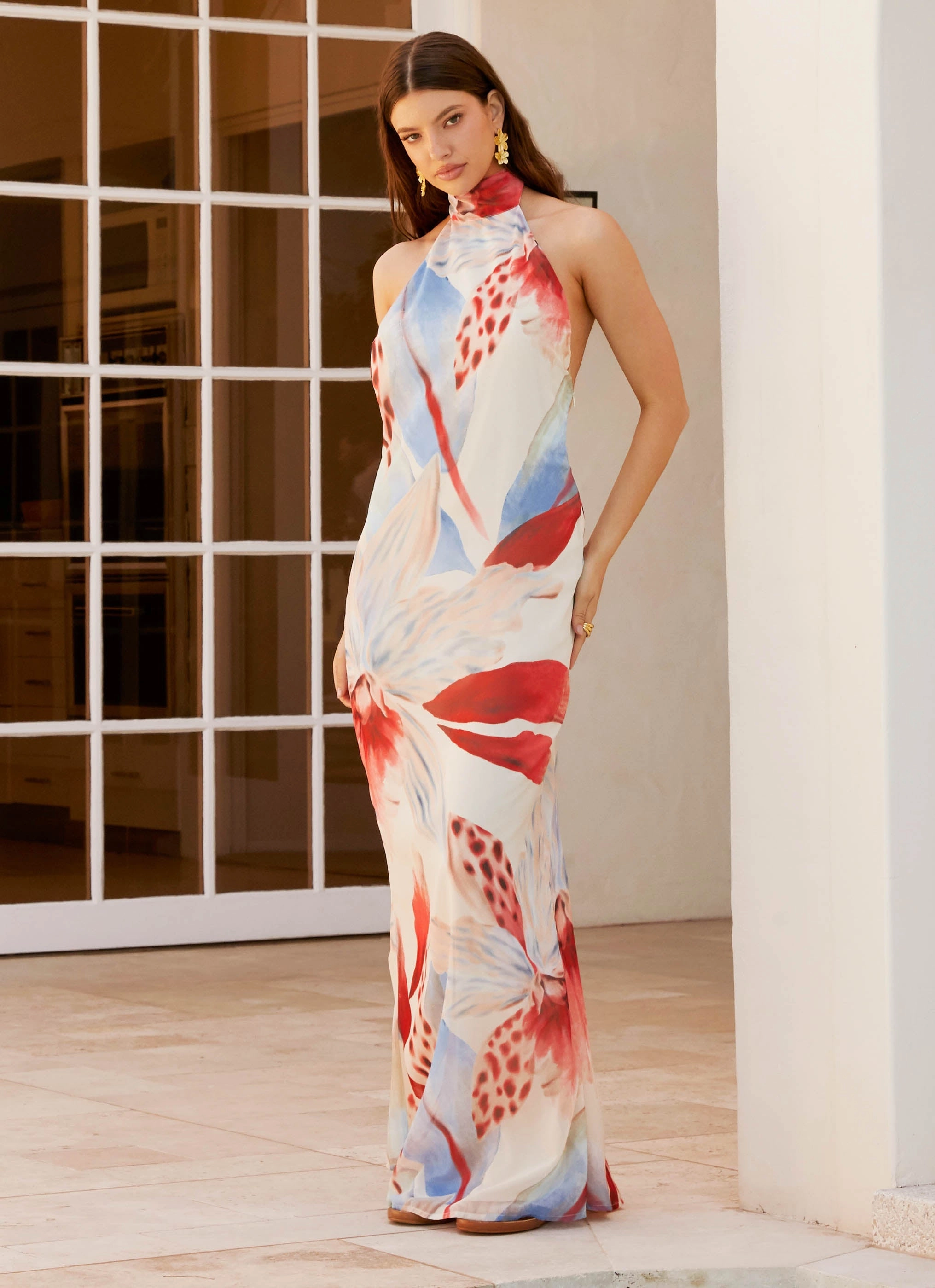California Maxi Dress - Deep Sea Bloom Elegant Mood