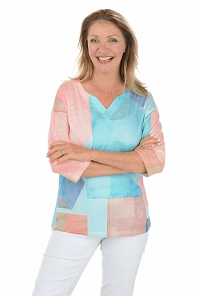 ElasticTrimming Calliope Notch Neck Knit Top