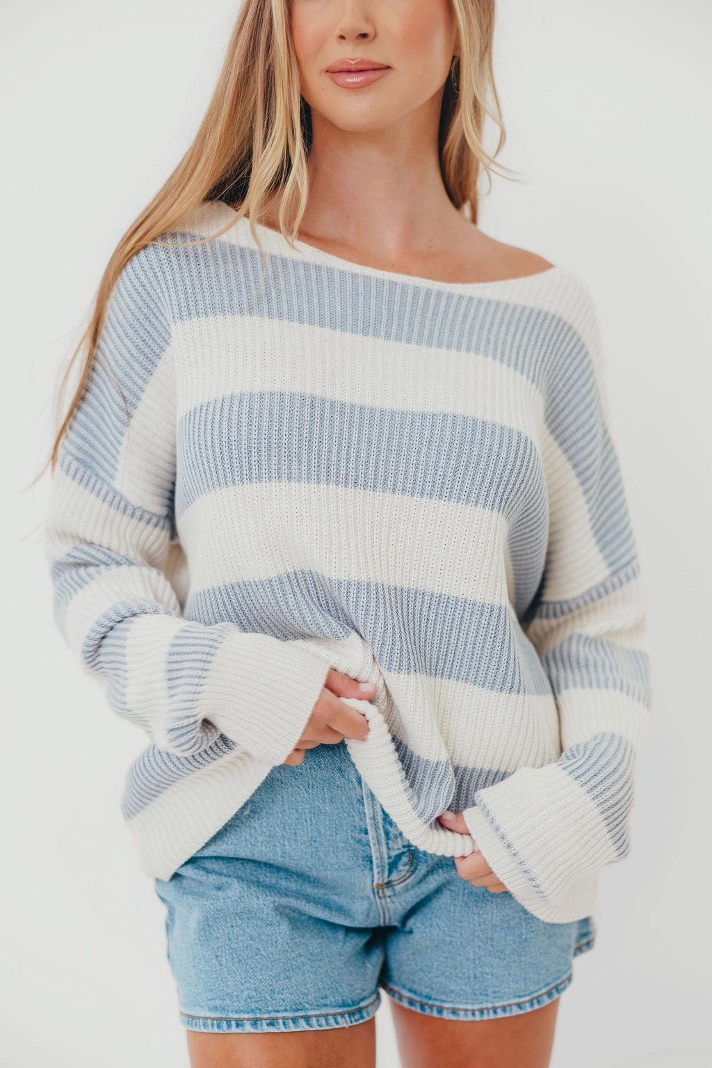 EcoFriendlyDye OdorControl Technology Calloway Sweater in Light Blue White