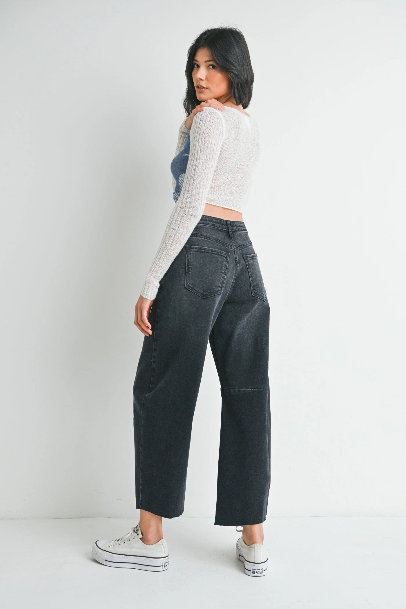 Cozy Vibe CAMI BLACK BARREL JEANS