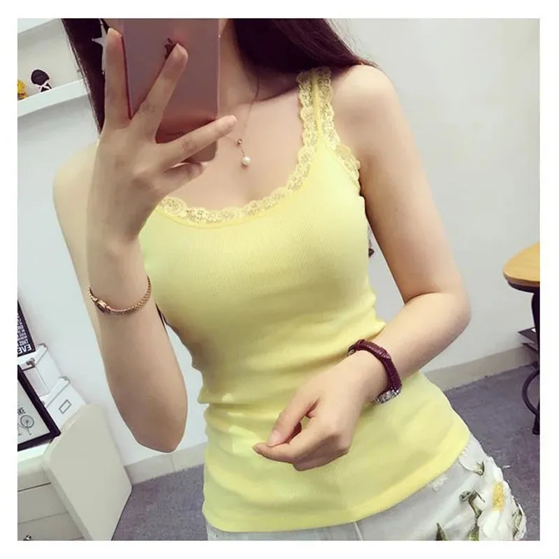 Camisole Lingere Tank Top Lace Strap Sexy Crop Undershirt