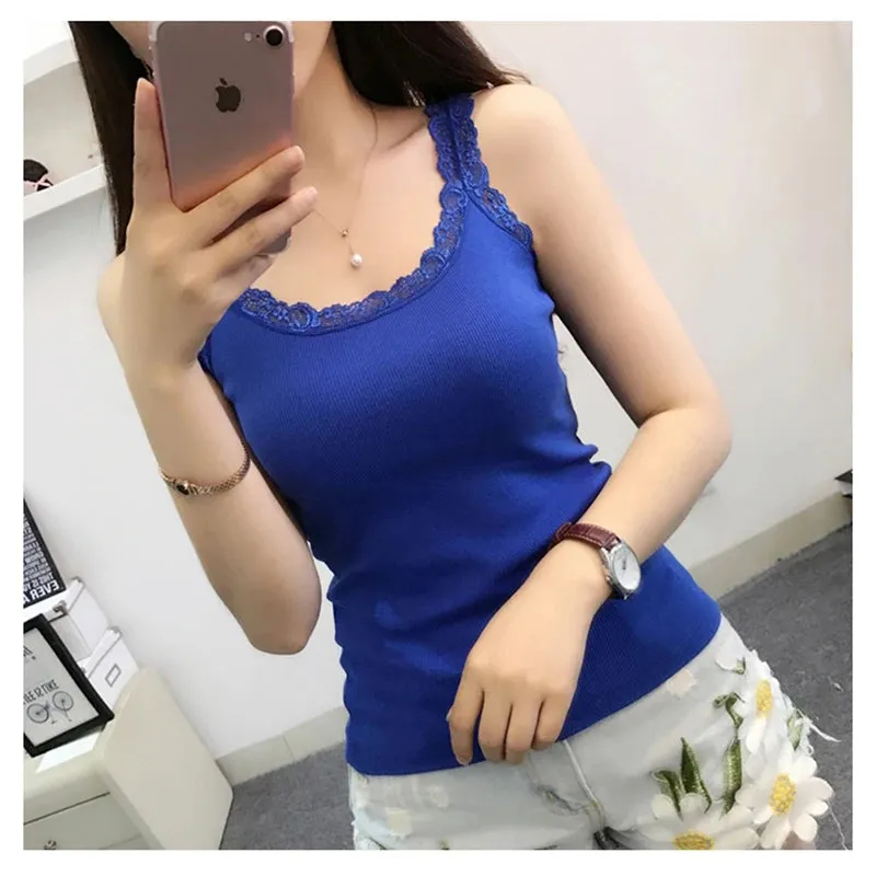 Camisole Lingere Tank Top Lace Strap Sexy Crop Undershirt
