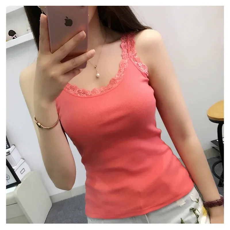 Camisole Lingere Tank Top Lace Strap Sexy Crop Undershirt