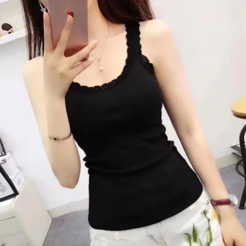 Camisole Lingere Tank Top Lace Strap Sexy Crop Undershirt
