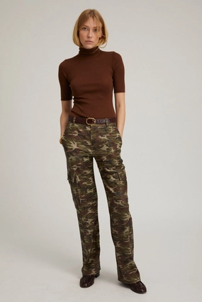 Camouflage Leather Cargo Trousers Sporty Function